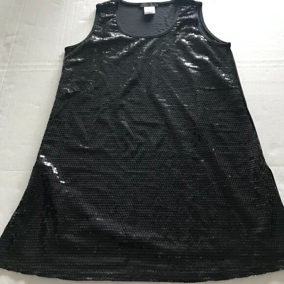 NWOT - Slinky Brand Black Sequined Sleeveless Tunic Top - Picture 4 of 12